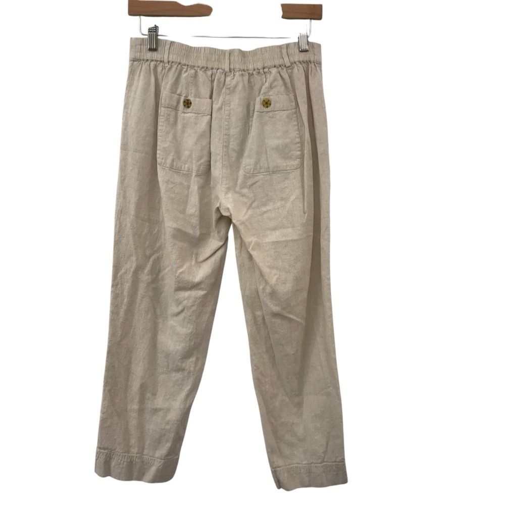 Talbots Linen Blend Chinos Pants Womens Size 4 Cream Tan Neutral Minimalist - Picture 2 of 4
